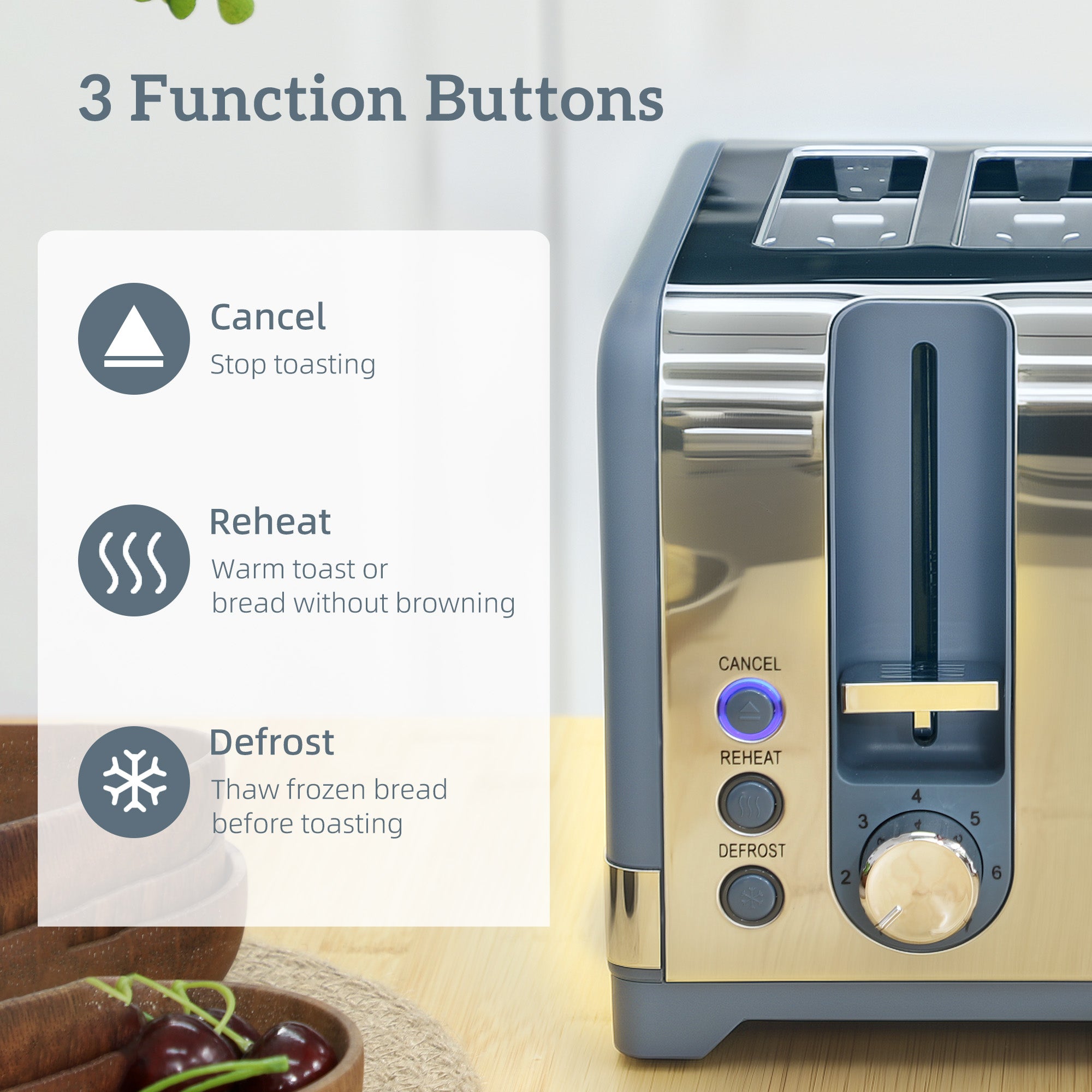 HOMCOM Sleek Textured Kettle and Four-Slice Toaster Set - Blue 