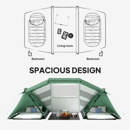 Outsunny 4-6 Man UV Protection Camping Tent - Green and White 