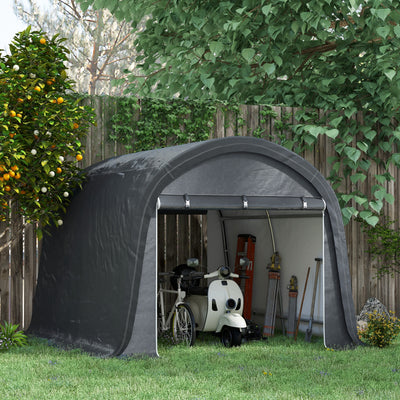 Outsunny 3 x 3(m) Garden Storage Tent, Heavy Duty Outdoor Shed, Waterproof Portable Shed Storage Shelter with Galvanised Steel Frame for Bike, Motorcycle, Garden Tools, Grey 