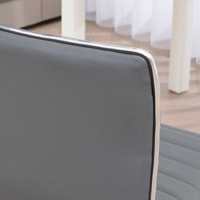 HOMCOM Adjustable Swivel Office Chair with Armless Mid-Back in PU Leather and Chrome Base - Light Grey 