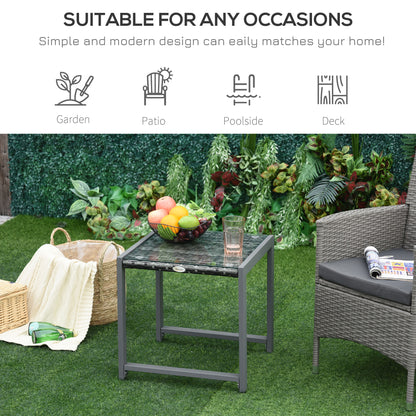 Outsunny Rattan End Table Side Coffee Desk Outdoor Patio Wicker Sofa Chat Garden Furniture 