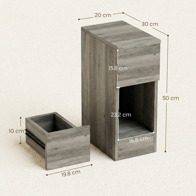 HOMCOM Set of Two Modern Storage Bedside Tables - Grey 