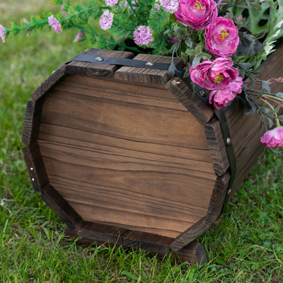 Outsunny 2PCs 56L Wooden Planter Box Flower Plant Pot Outdoor Flower Beds Plant Box with Solid Wood Carbonized Colour 