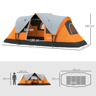 Outsunny 5-6 Man Dome Camping Tent - Orange 