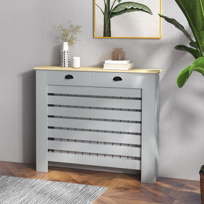 HOMCOM 95.5H x 111Wcm Radiator Cover, with Drawer - Grey 