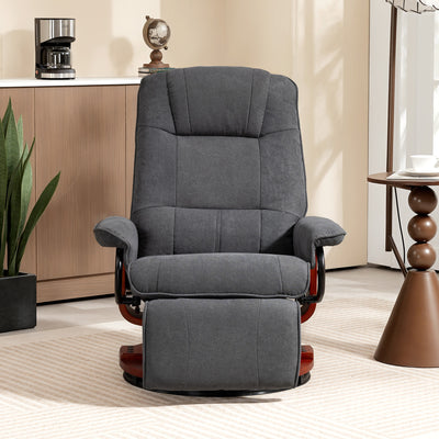 HOMCOM Reclining Swivel Chair, with Footrest - Grey 