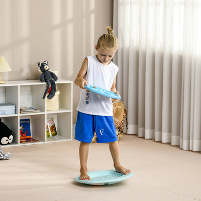 ZONEKIZ Two-In-One Balance Board, Kids Wobble Board with Ball - Blue 