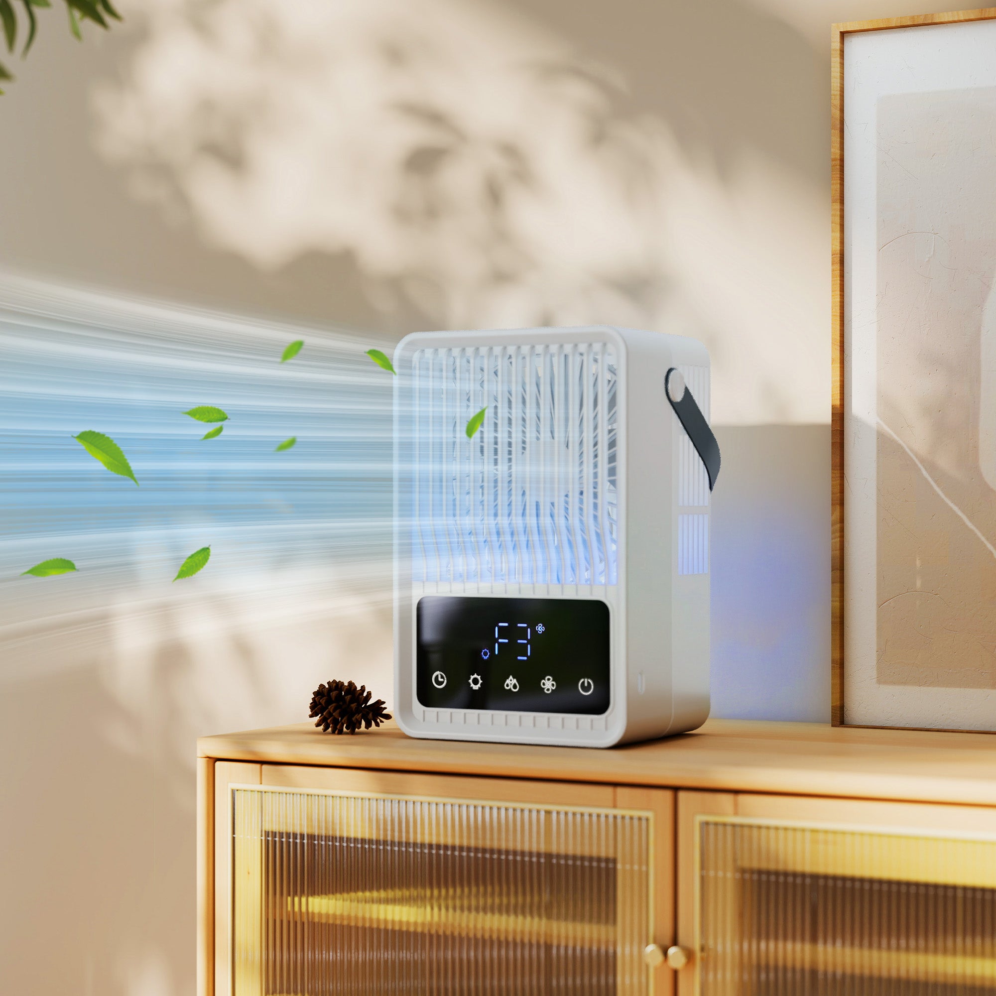 HOMCOM Portable Air Conditioner, 4-in-1 Mini Air Cooler with 3 Wind Speed, 2 Mist Mode, 7 Colour RGB Light, Black 