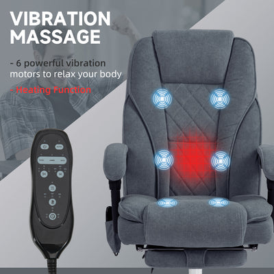 Vinsetto Massage Office Chair, Heated Reclining Computer Chair with Adjustable Height and Footrest, Dark Grey 