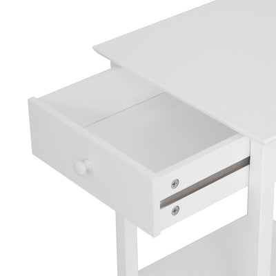 HOMCOM White Bedside Table, Wooden Side Table, Nightstand, Bedside Cabinet with Drawer and Storage Shelf for Bedroom and Living Room 
