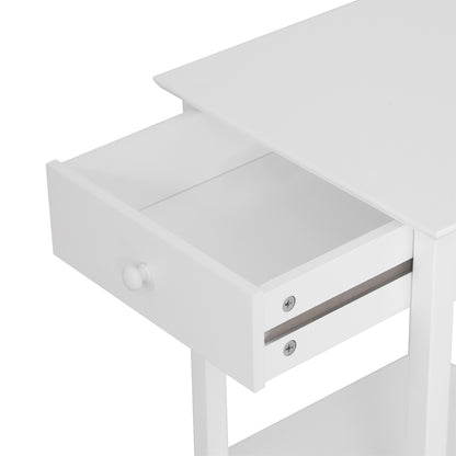 HOMCOM White Bedside Table, Wooden Side Table, Nightstand, Bedside Cabinet with Drawer and Storage Shelf for Bedroom and Living Room 