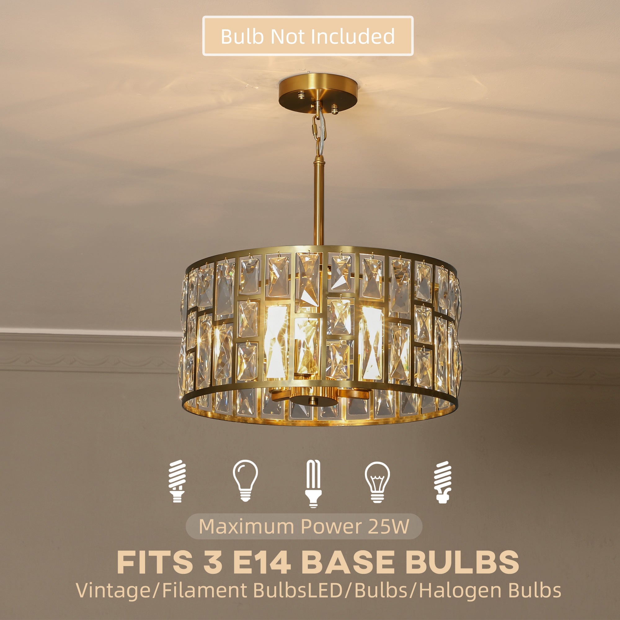 HOMCOM 72 Glass Crystallite Chandelier - Gold-Tone 