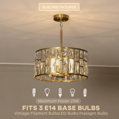 HOMCOM 72 Glass Crystallite Chandelier - Gold-Tone 