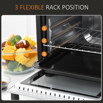 HOMCOM 16L Mini 1400W Countertop Oven - Black/Silver Tone 