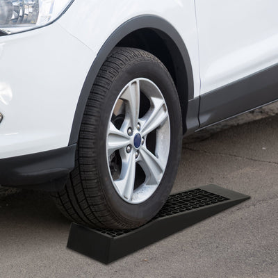 HOMCOM Pair of 2 Low Entrance Plastic Curb Ramps Anti-Slip Surface 3 Ton Capacity Garage Workshop Cars SUVs Small Vans 