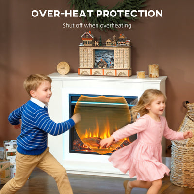 HOMCOM 2000W 6824 BTU Faux Flame Fireplace - White 