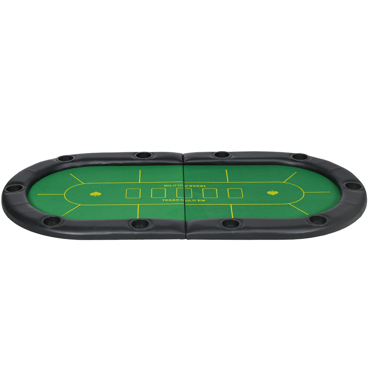 SPORTNOW Foldable Poker Mat, 10-Player Table Top with Cup Holder, Carry Bag - Green 