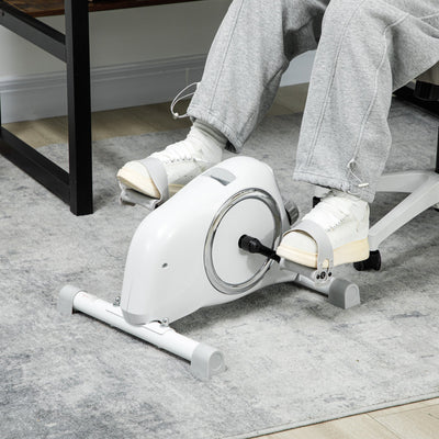 SPORTNOW Mini Exercise Bike, Sit Down Pedal Exerciser with 8-Level Quiet Magnetic Resistance and LCD Display, Portable Under Desk Bike for Arm and Leg Home Gym Office Workout, White 