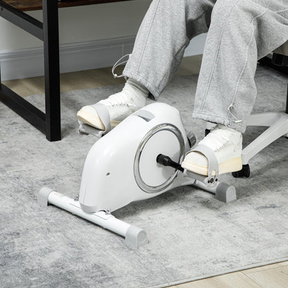 SPORTNOW Mini Exercise Bike, Sit Down Pedal Exerciser with 8-Level Quiet Magnetic Resistance and LCD Display, Portable Under Desk Bike for Arm and Leg Home Gym Office Workout, White 