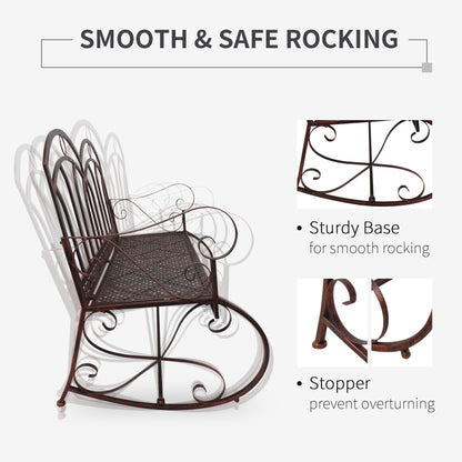 Outdoor Iron Rocking Chair-Bronze Red 