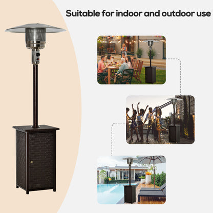 Outsunny 12KW Patio Gas Heater Freestanding Outdoor Garden Heating Rattan Furniture Wicker Table Top 