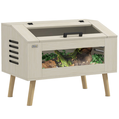 PawHut 111L Vivarium for Snakes, Lizards, Horned Frogs, Chameleons, Hamsters, Gerbils with Tempered Glass Windows 