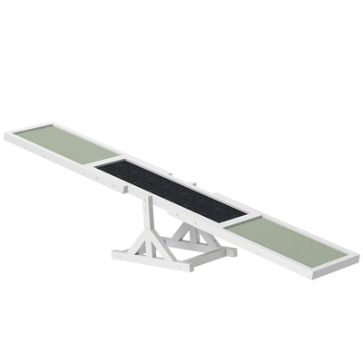 PawHut Wooden Pet Seesaw for Big Dogs, Dog Agility Equipment with Anti-Slip Surface - White 