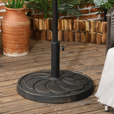 Outsunny 18kg Resin Garden Parasol Base, Round Outdoor Market Umbrella Stand Weight for Poles of \'ce\'a638mm to \'ce\'a648mm, Bronze 