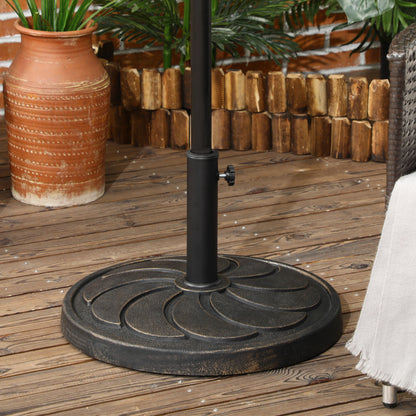 Outsunny 18kg Resin Garden Parasol Base, Round Outdoor Market Umbrella Stand Weight for Poles of \'ce\'a638mm to \'ce\'a648mm, Bronze