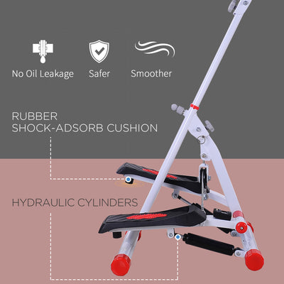 HOMCOM Stepper w/ Handle Hand Grip Workout Fitness Machine For Fitness Aerobic Exercise Home Gym Red 