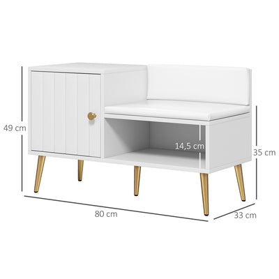 HOMCOM Shoe Storage Unit, with Padded Seat - White 