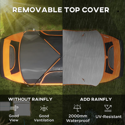 Outsunny Six-Man Tent, with Two Rooms, Small Rainfly and Accessories - Orange 