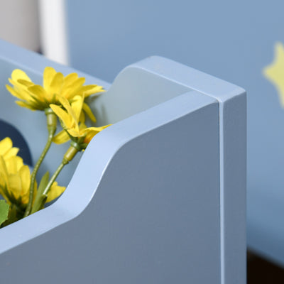 HOMCOM Kids Wooden Toy Box Children Storage Chest Organiser Side Handle Safety Hinge Play Room Furniture Blue 