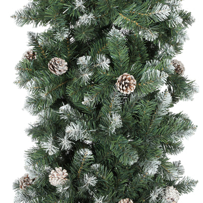 HOMCOM 8.2 ft Snow Frosted Christmas Tree Arch, Christmas Arch Doorway Decor with 1800 Tips and 91 Pinecones, Artificial Xmas Tree with Metal Stand for Indoor, Green 