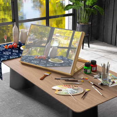Vinsetto Desktop Table A2 Easel Craft Workstation, Adjustable Beechwood Table Top Easel, Portable Folding Artist Drawing & Sketching Board for Adults, Beginners, Artists Painting 