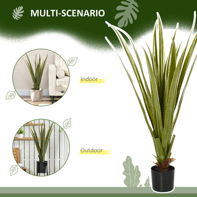 HOMCOM Artificial Plants Agave Succulent in Pot Desk Fake Plants for Home Indoor Outdoor Decor, 15x15x90cm, Green 