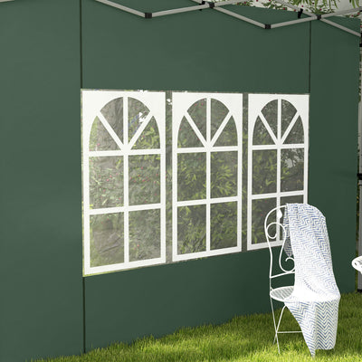 Outsunny Gazebo Side Panels, Sides Replacement with Window for 3x3(m) or 3x4m Pop Up Gazebo, 2 Pack, Green 