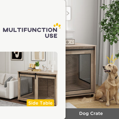PawHut Dog Crate Furniture with Sliding Door for Extra Large Dogs, 118 x 75.5 x 82cm, Walnut Brown 