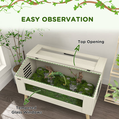 PawHut 140L Vivarium for Snakes, Lizards, Horned Frogs, Chameleons, Hamsters, Gerbils with Tempered Glass Windows 