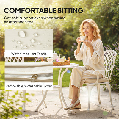 Outsunny Three-Piece Cast Aluminium Bistro Set - White 
