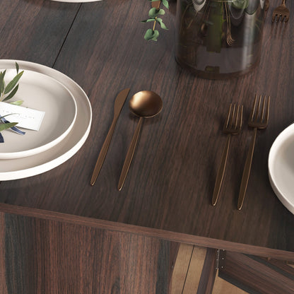 HOMCOM Folding Dining Table, Drop Leaf Table for Small Spaces, Oval Tabletop for Dining Room, Chocolate Wood Effect 