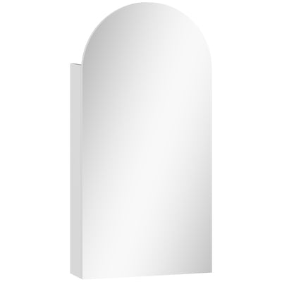 HOMCOM Arched Bathroom Mirror Cabinet with Adjustable Glass Shelves - White 