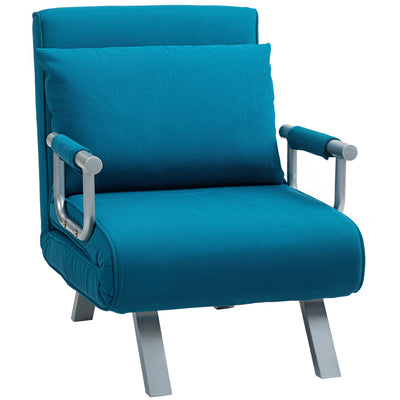 HOMCOM 4-in-1 Faux Suede Chair Bed - Blue 