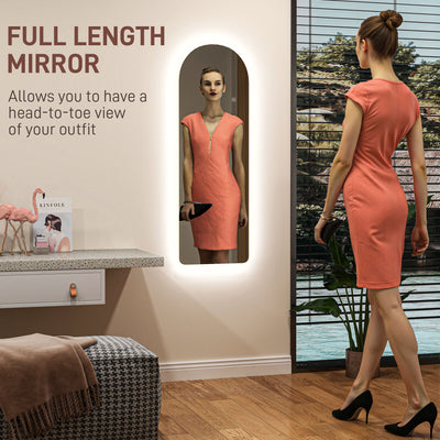 HOMCOM 120 x 40cm Arch Mirror, with LED Lights 