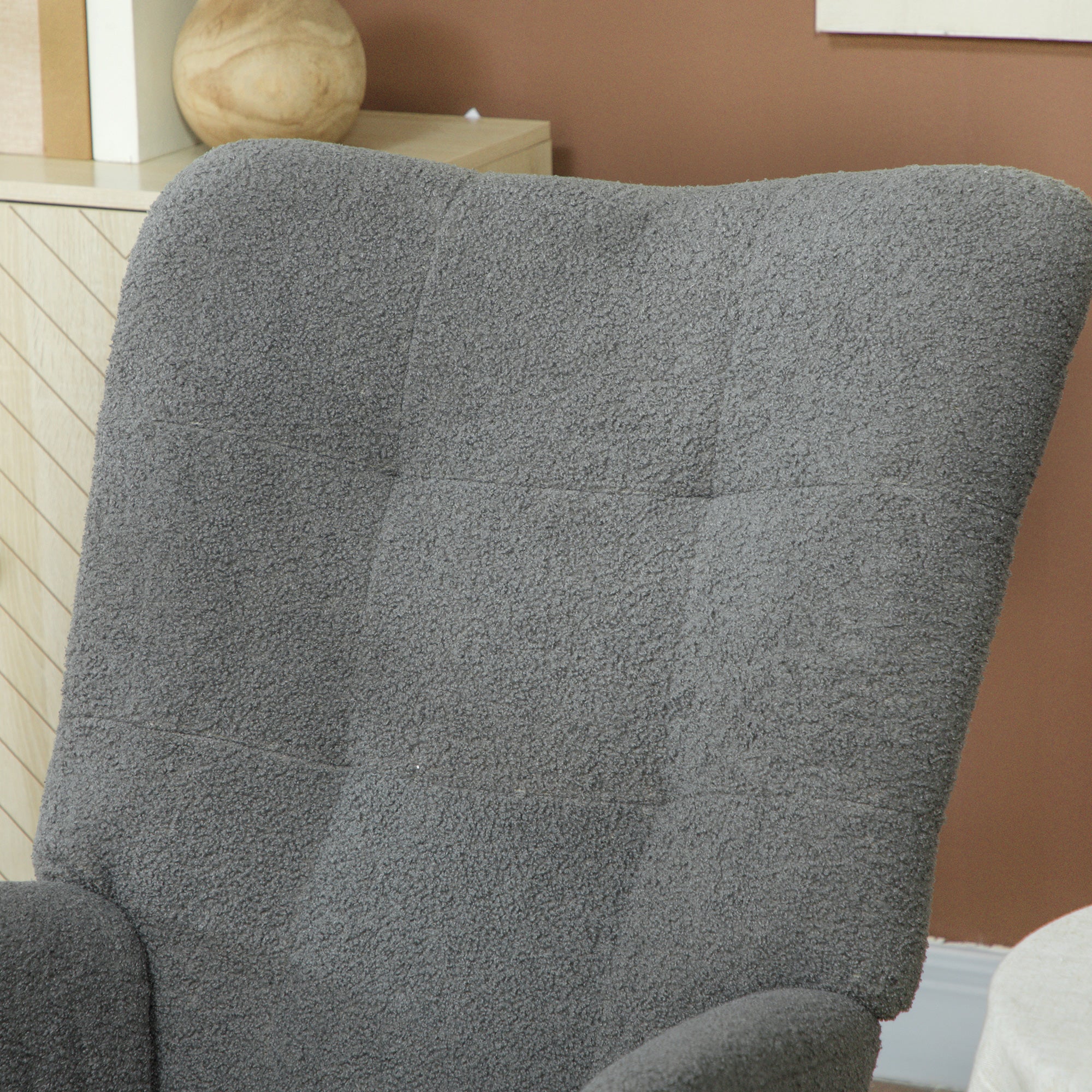 HOMCOM Teddy Fleece Rocking Chair - Grey 