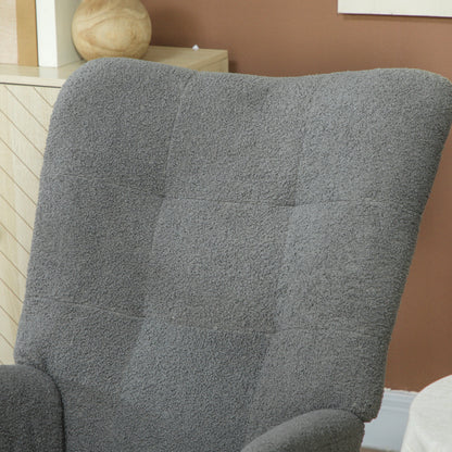 HOMCOM Teddy Fleece Rocking Chair - Grey 