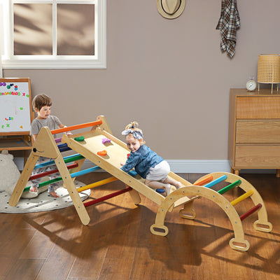 AIYAPLAY 5-in-1 Toddler Climbing Frame with Ramp, Arch, for 18-48 Months, Multicoloured 