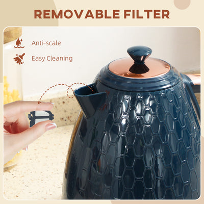 HOMCOM 3000W Rapid Boil Honeycomb Kettle - Dark Blue 