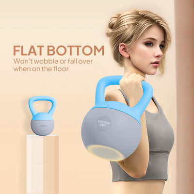 SPORTNOW 8KG Soft Kettlebell, Kettlebell with Non-Slip Handle for Home Gym, Weight Lifting, Strength Training, Light Blue/Grey 