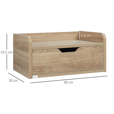 HOMCOM Floating Nightstand Set of 2 Wall Mounted Bedside Table with Storage Drawer for Bedroom, Natural 